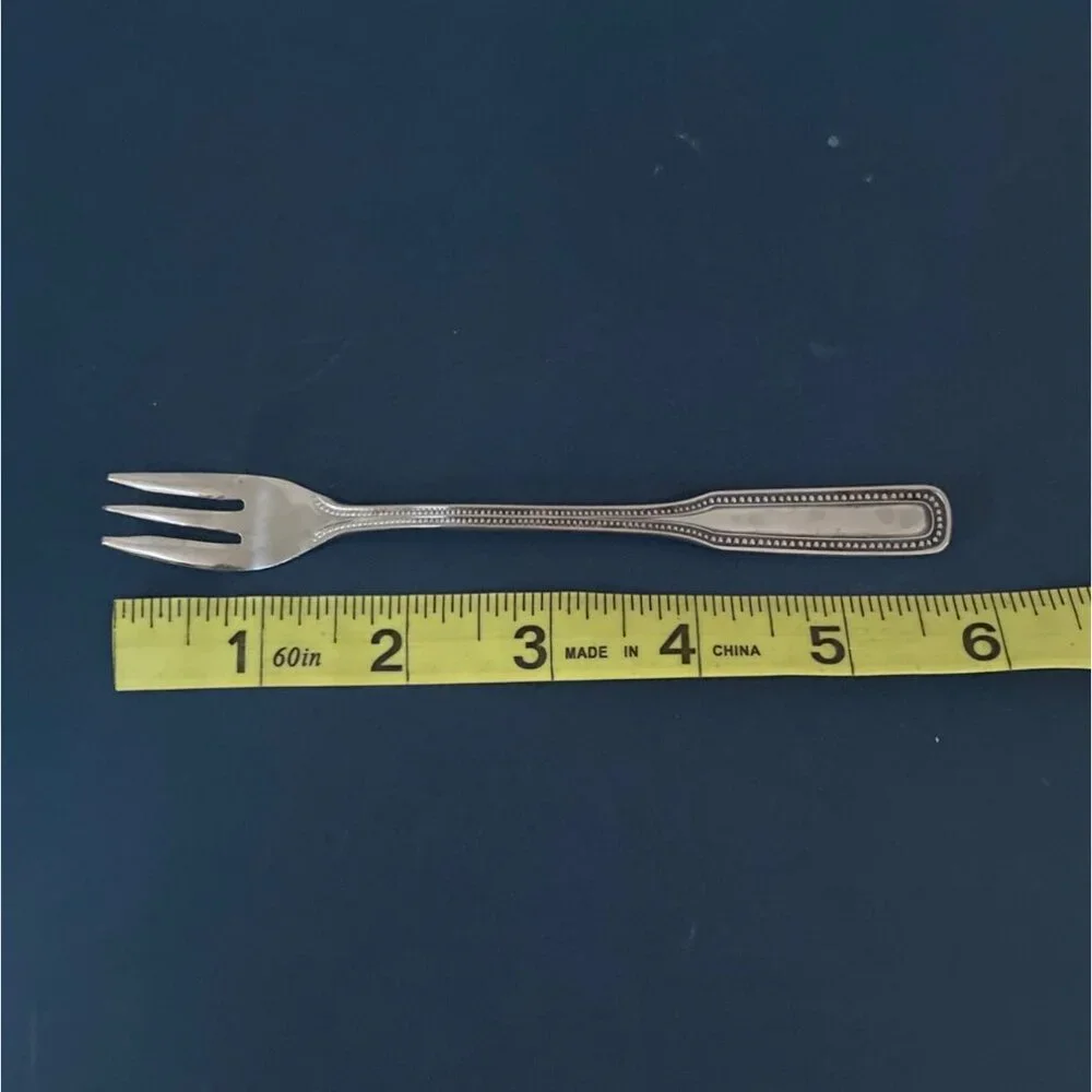 Stainless By Salem 1776 Pattern Cocktail Seafood Forks Set of 4 Flatware Beaded